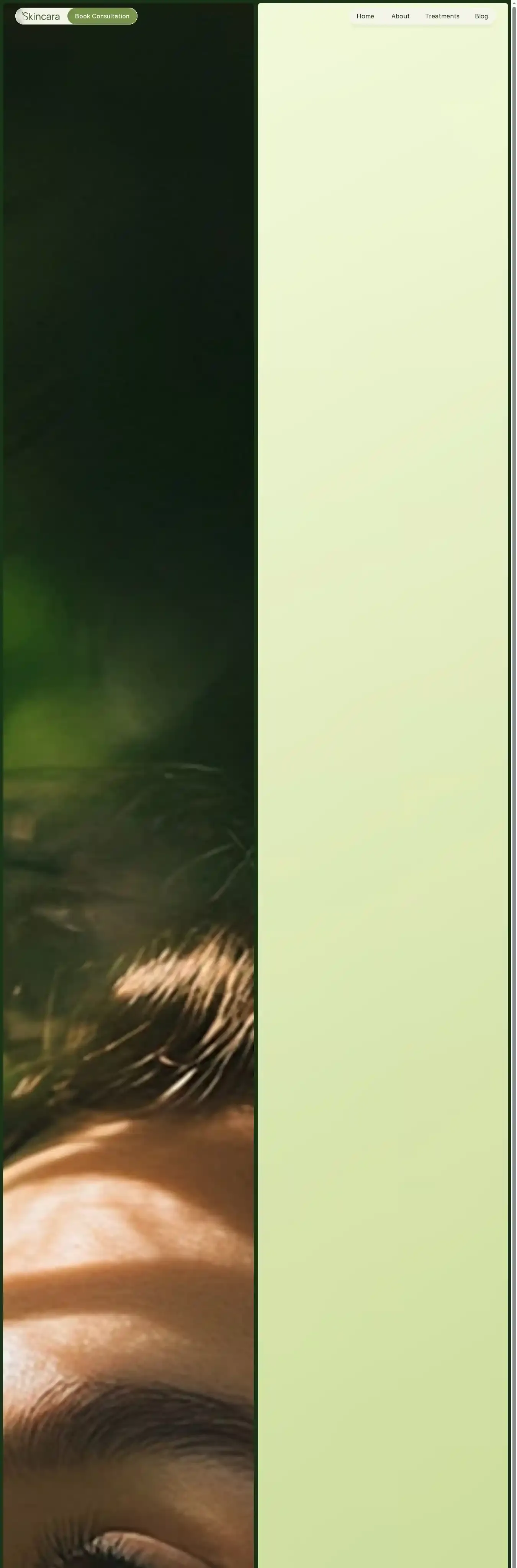 Skincara home page on desktop