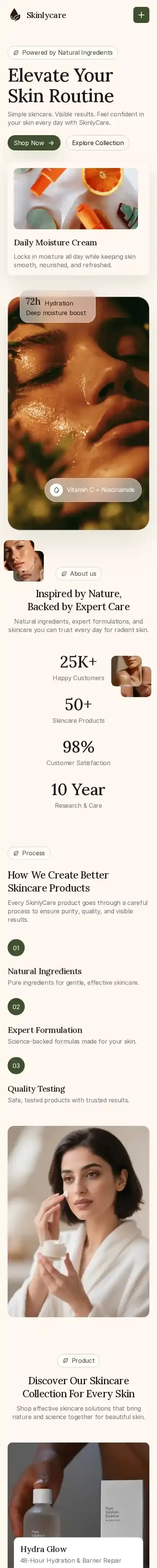 Skinlycare home page on mobile