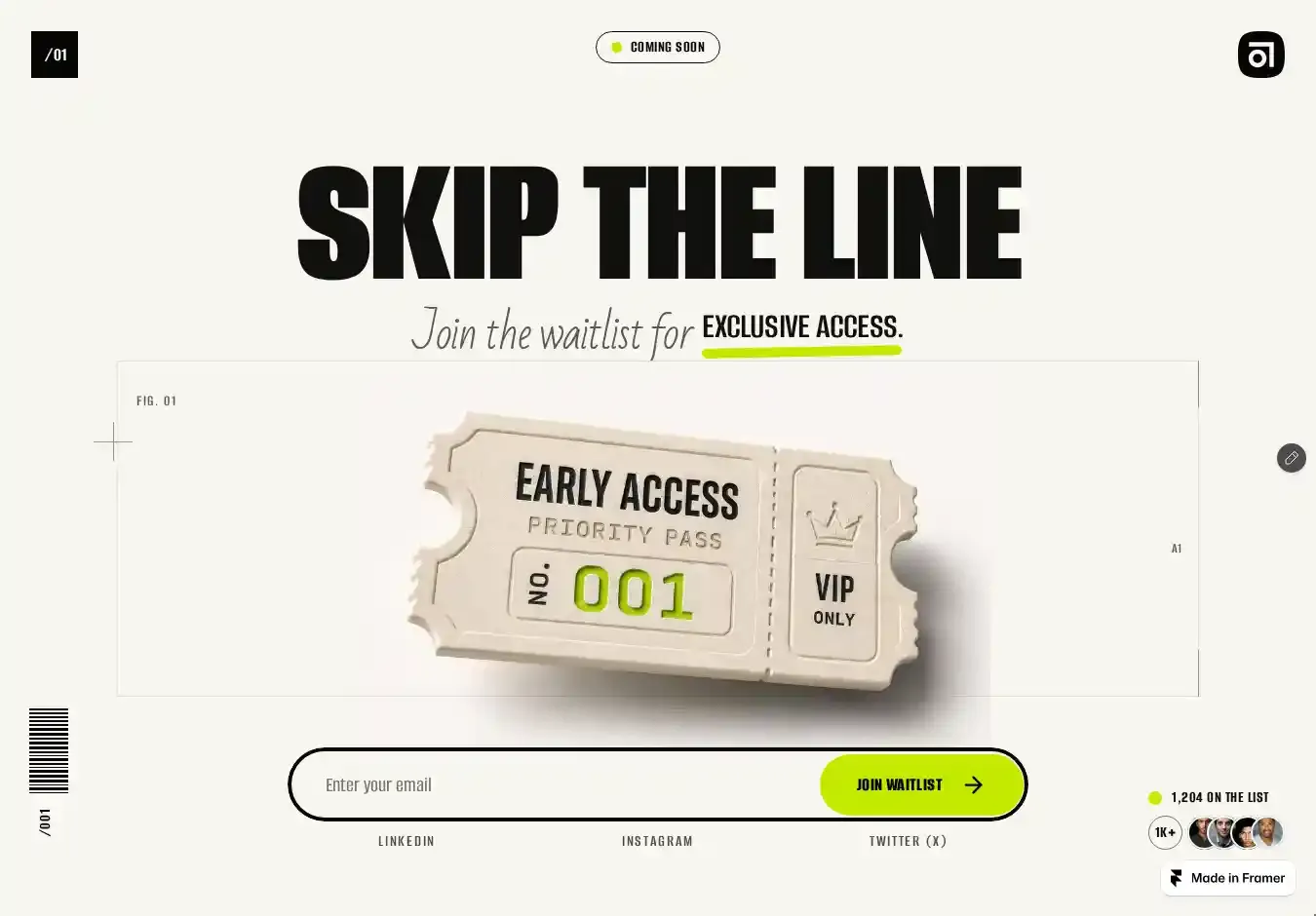 SKIP THE LINE home page on desktop