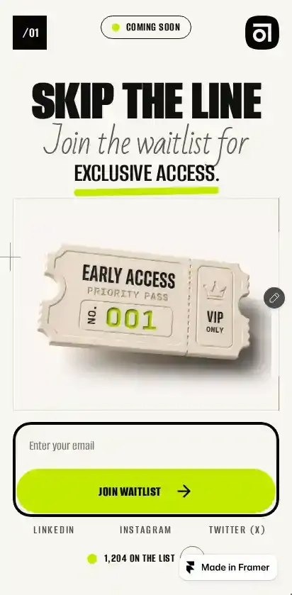 SKIP THE LINE home page on mobile