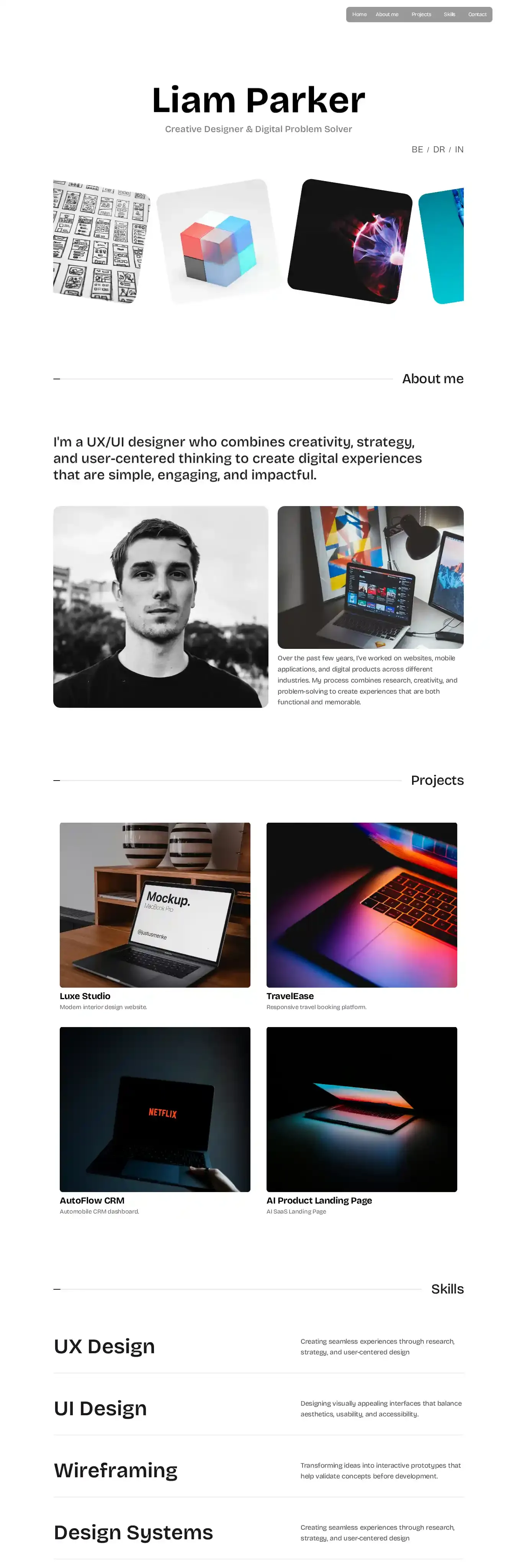 Skylan home page on desktop