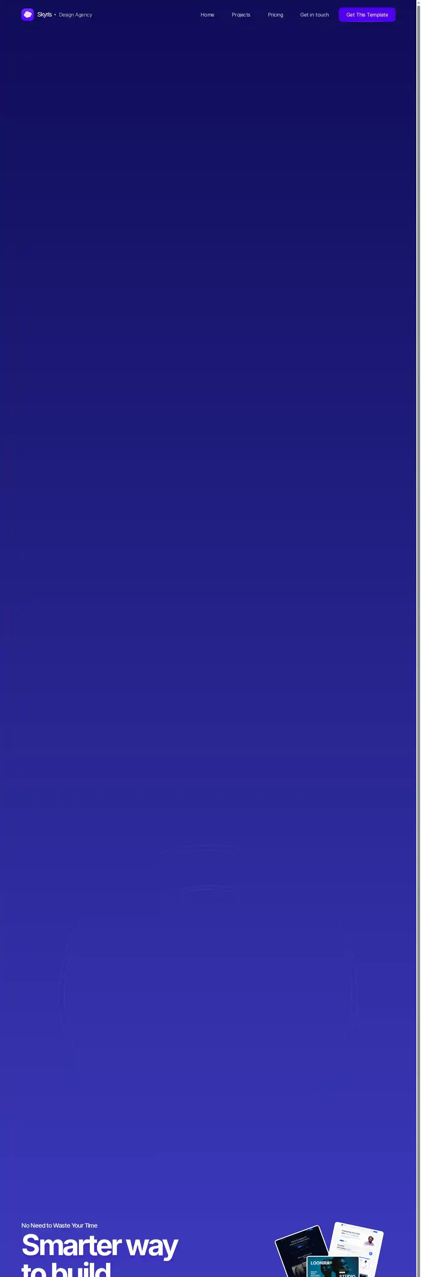 Skyris home page on desktop