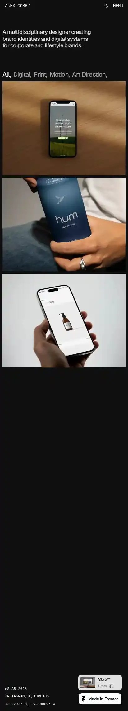Slab™ home page on mobile
