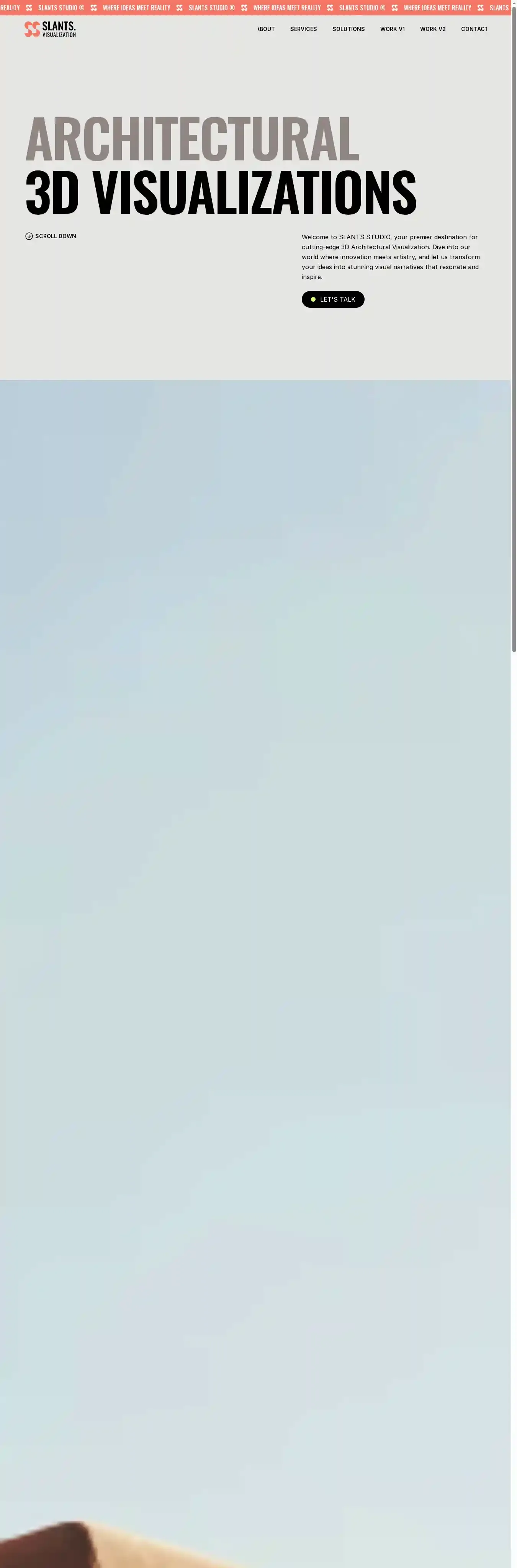 SLANTSUAL home page on desktop