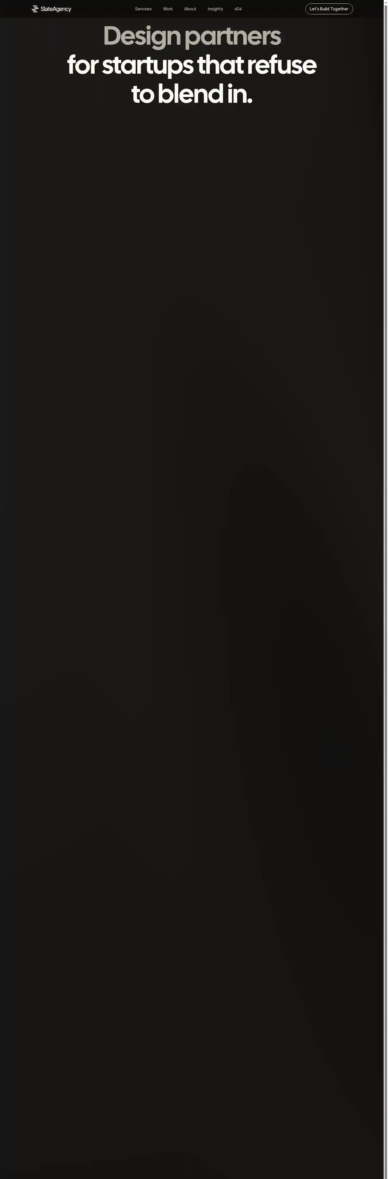 Slate Design home page on desktop
