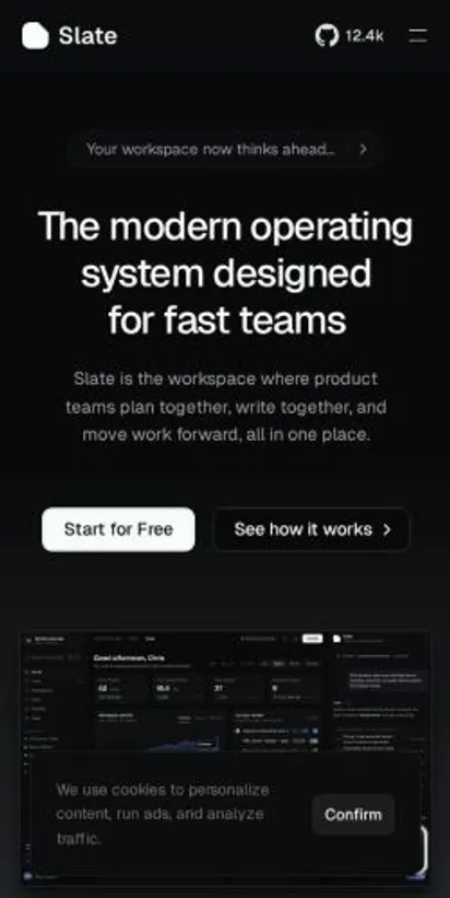 Slate home page on mobile