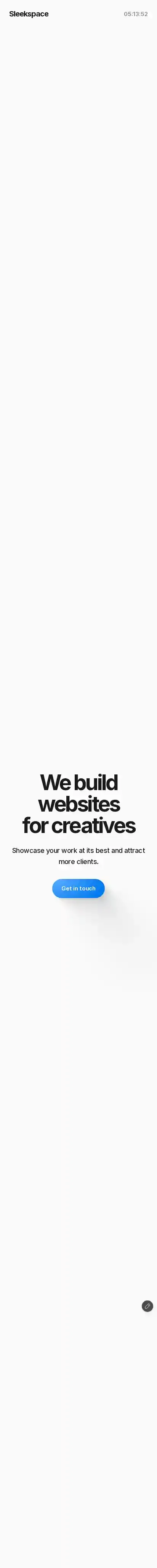 Sleekspace home page on mobile