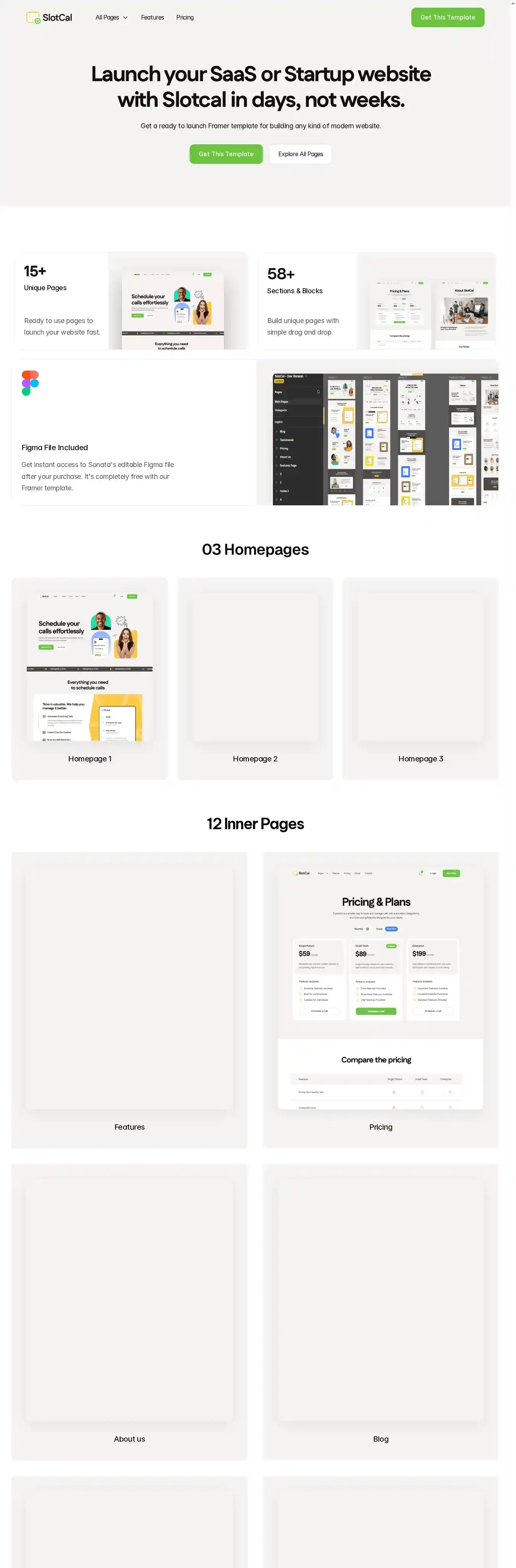 SlotCal home page on desktop