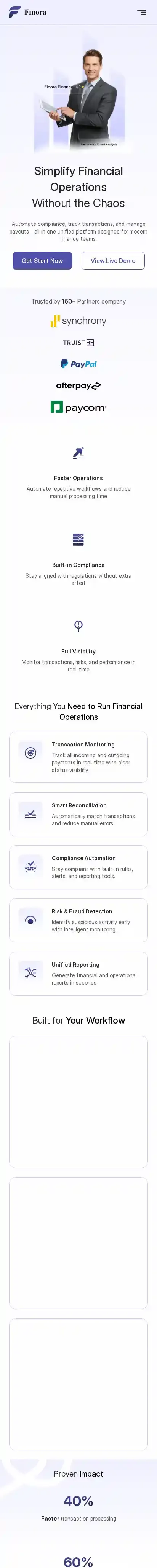 Smart Operations home page on mobile