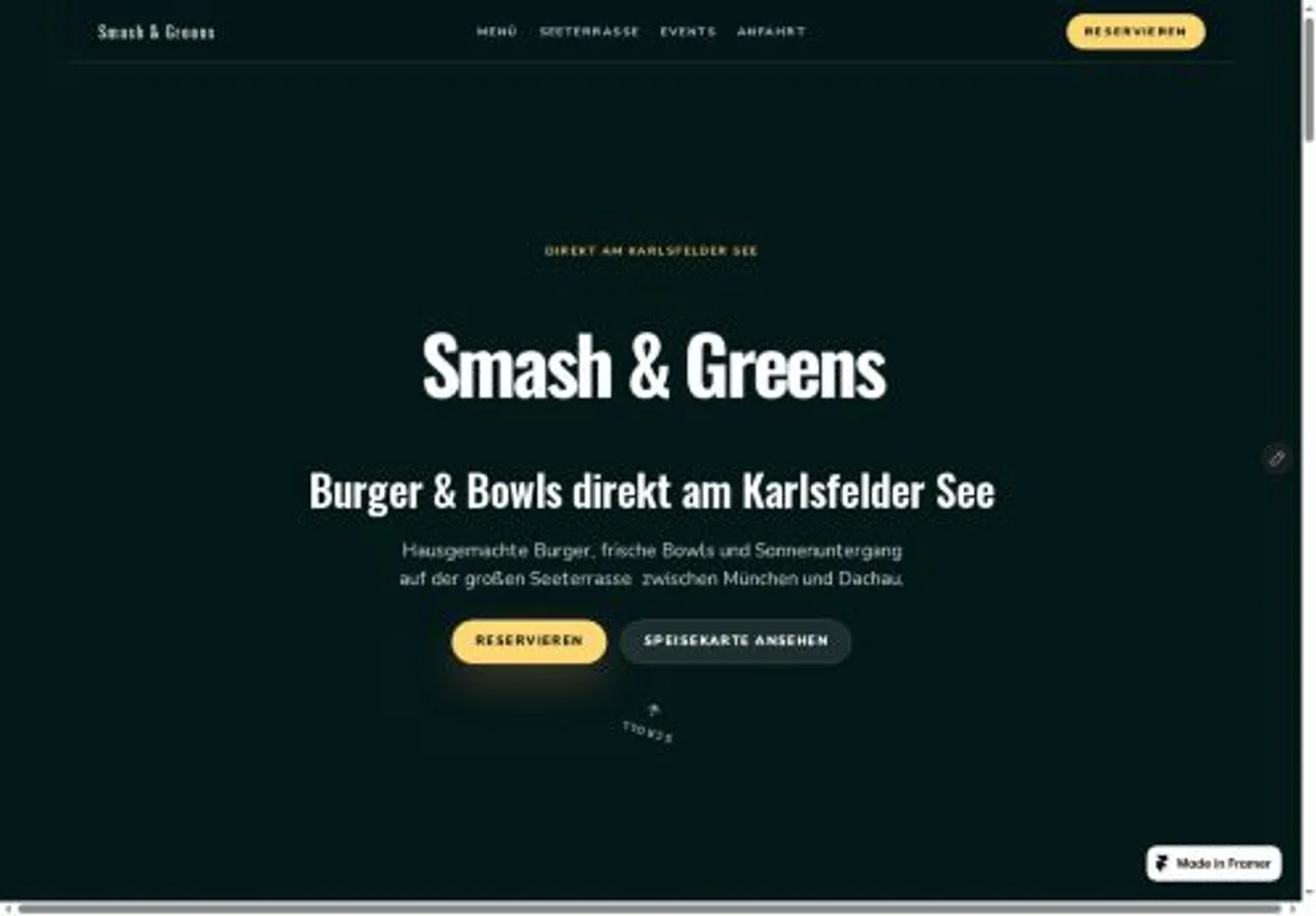 Smash & Greens home page on desktop