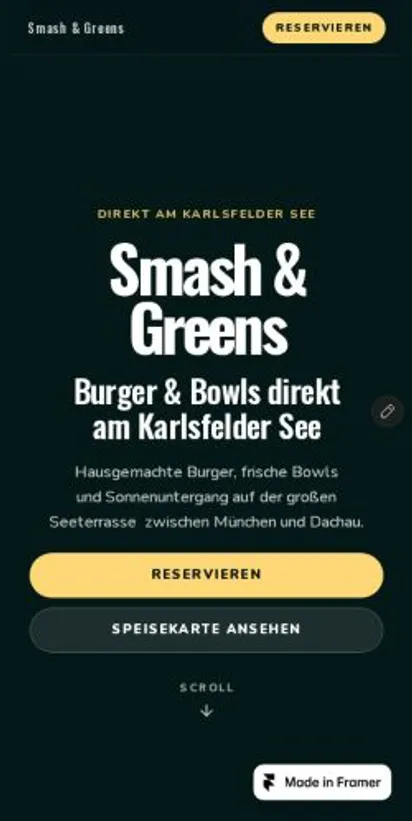Smash & Greens home page on mobile