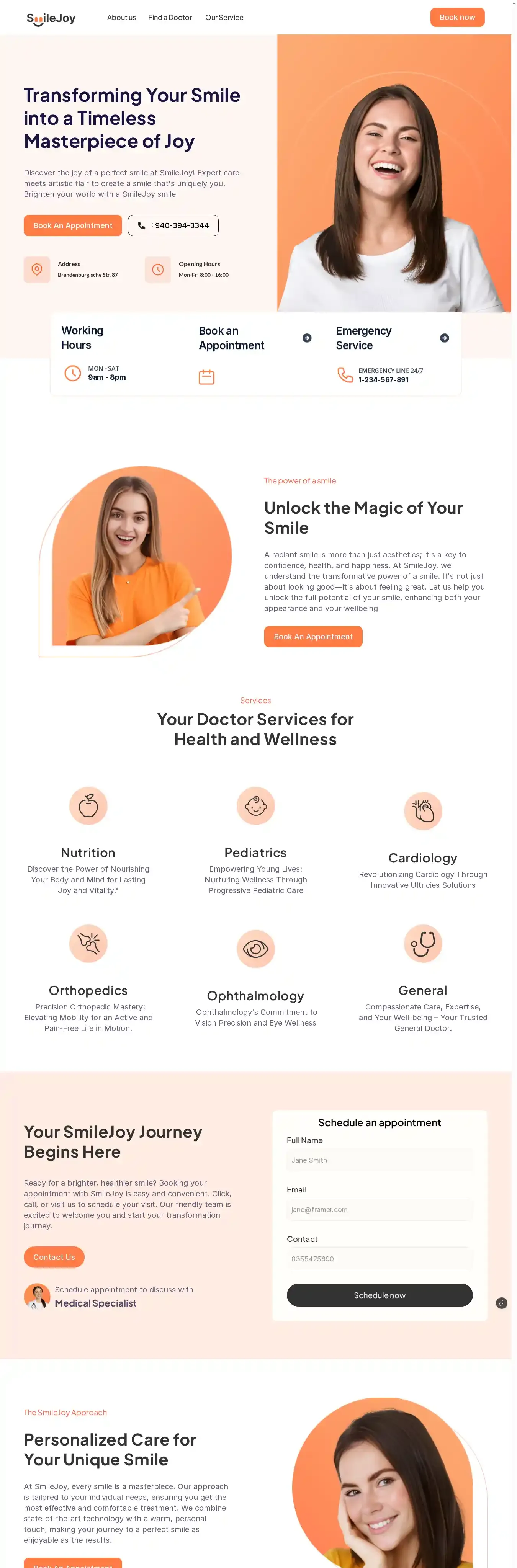 SmileJoy home page on desktop