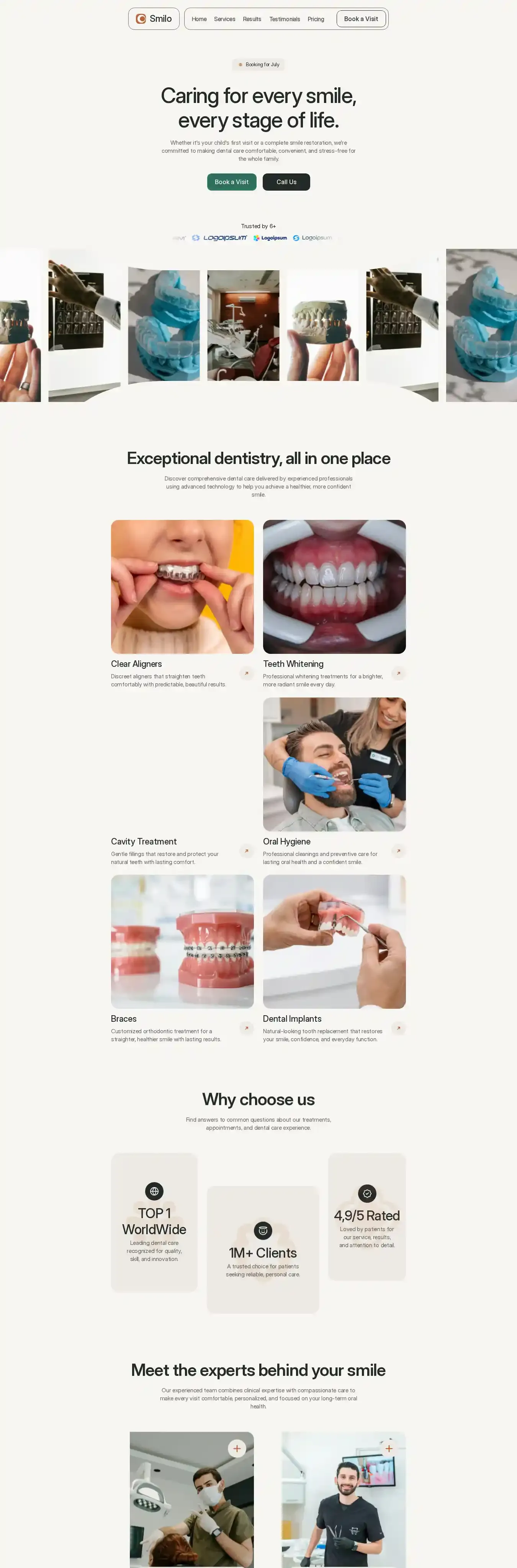 Smilo home page on desktop