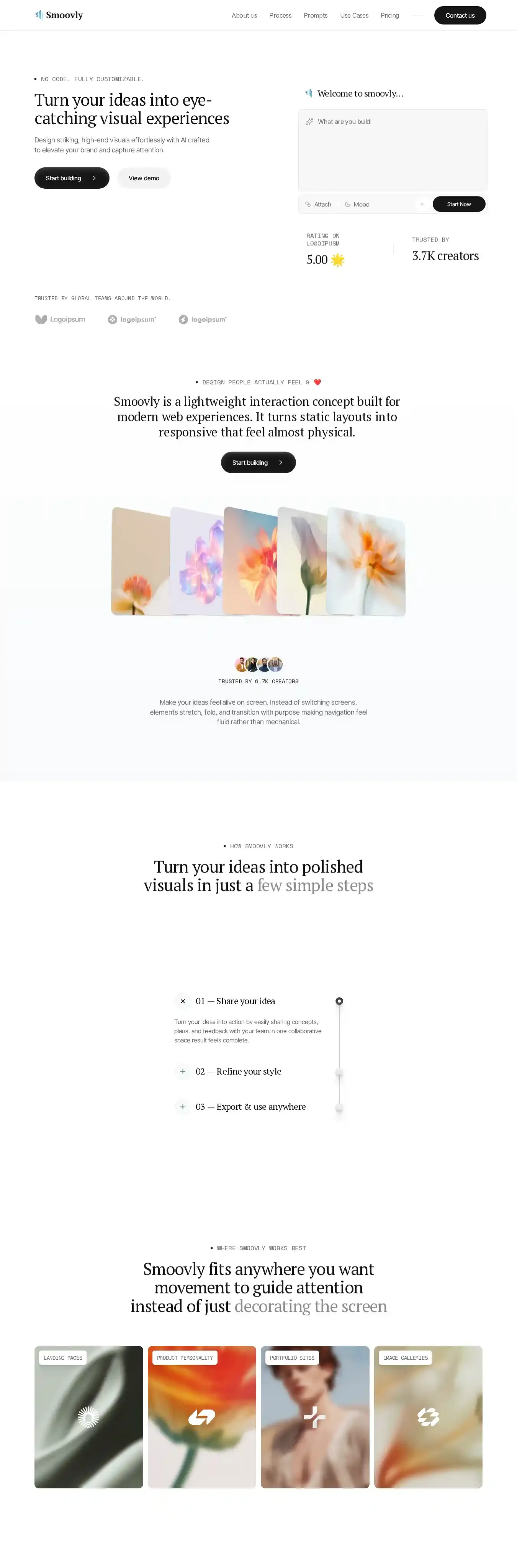 Smoovly home page on desktop