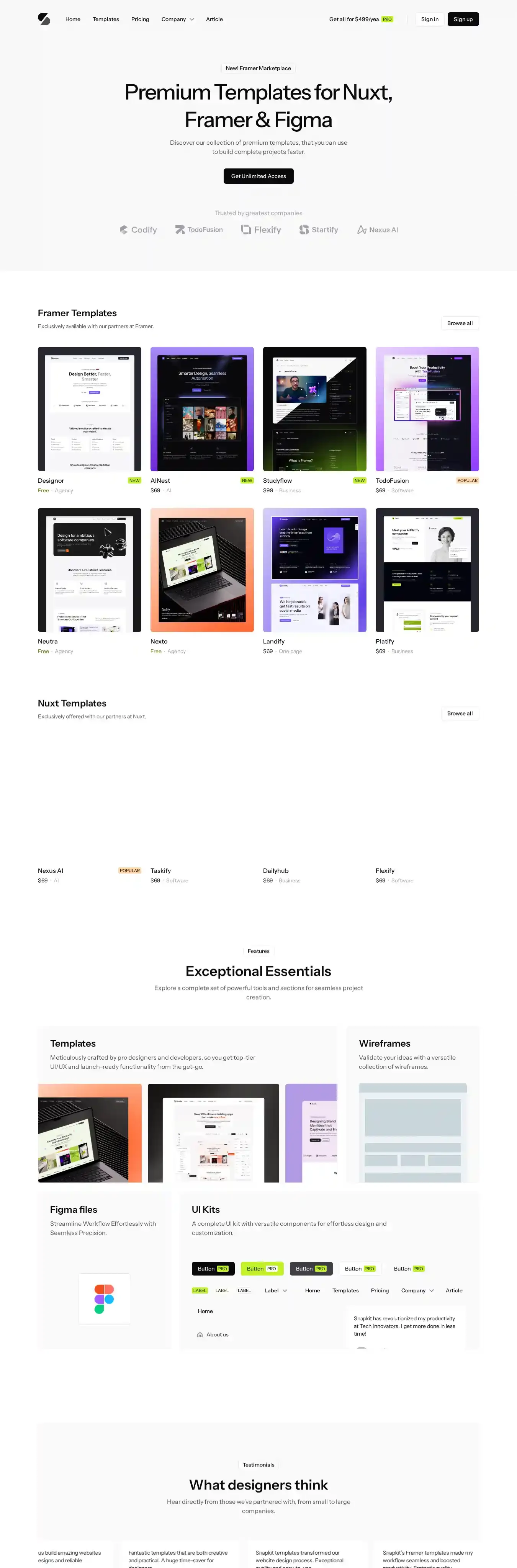 Snapkit home page on desktop