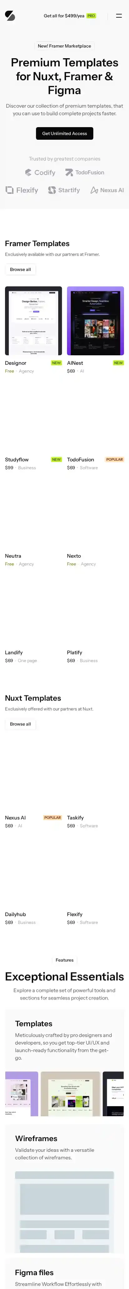 Snapkit home page on mobile