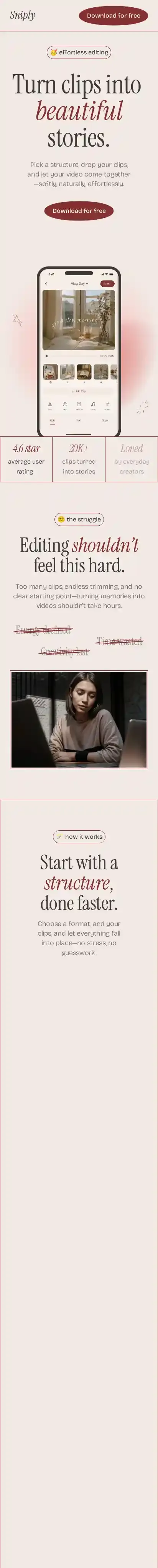 Sniply home page on mobile