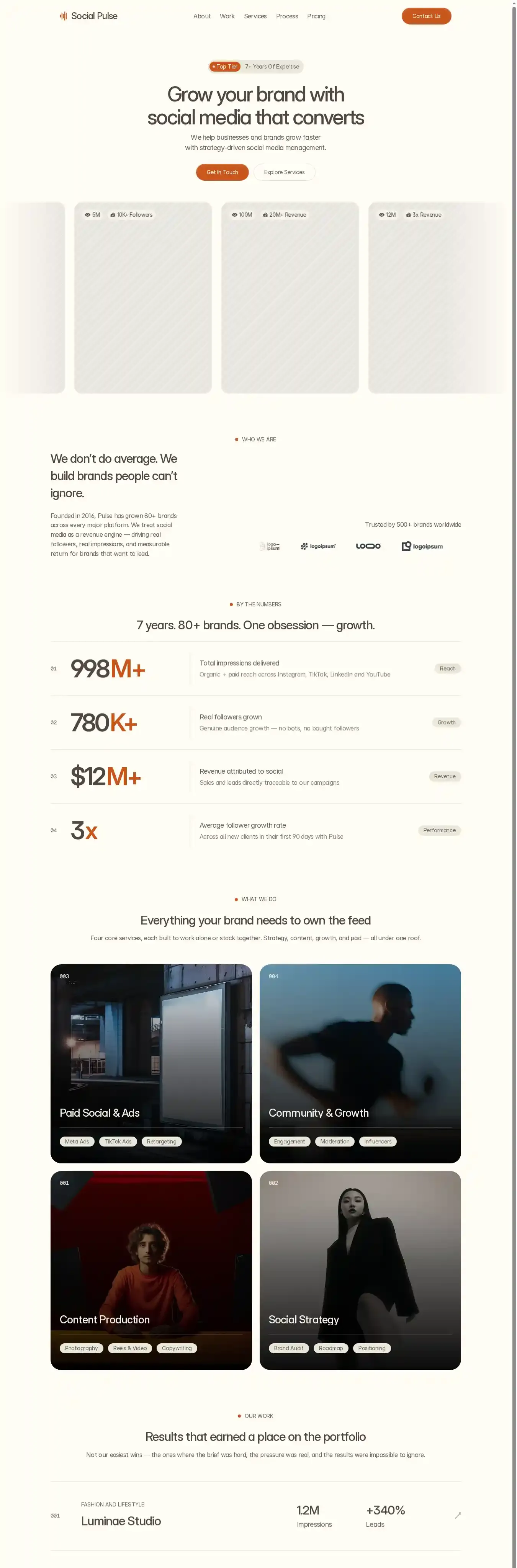 Social Pulse home page on desktop