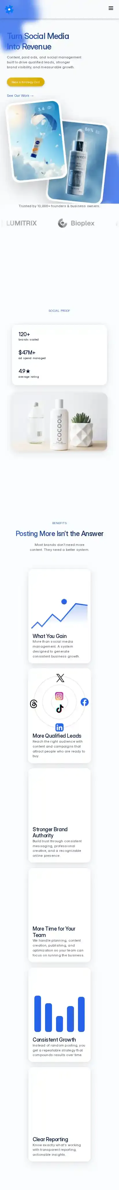Socialblue home page on mobile