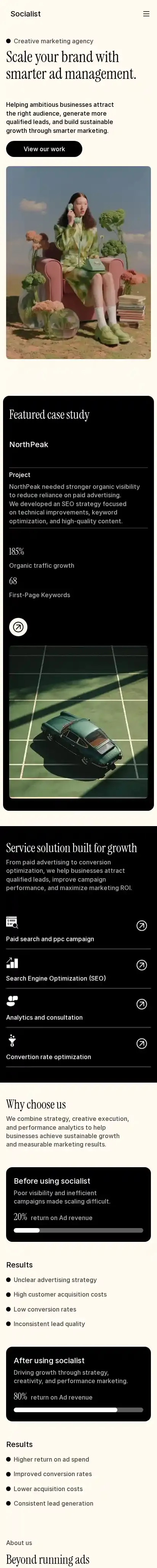 Socialist home page on mobile