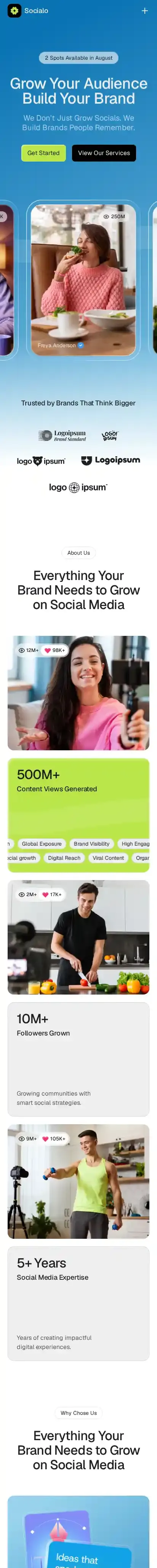 Socialo home page on mobile