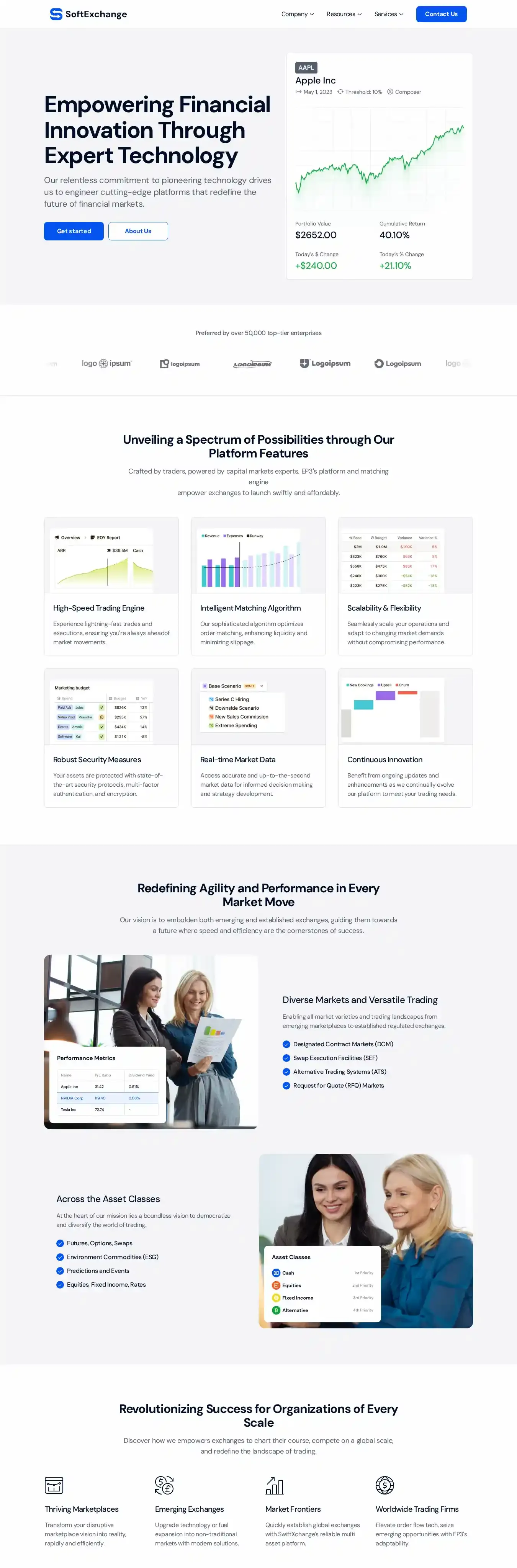 SoftExchange home page on desktop
