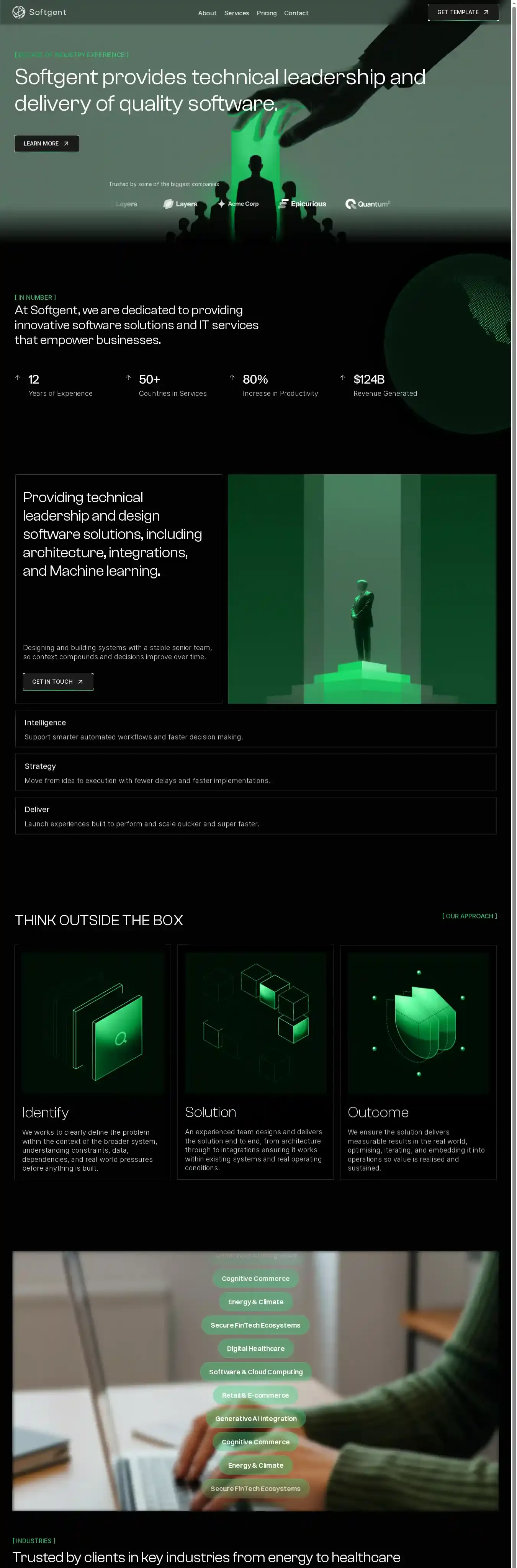 Softgent home page on desktop