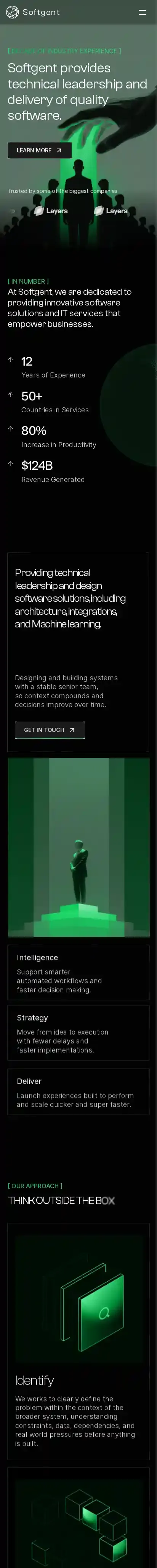 Softgent home page on mobile