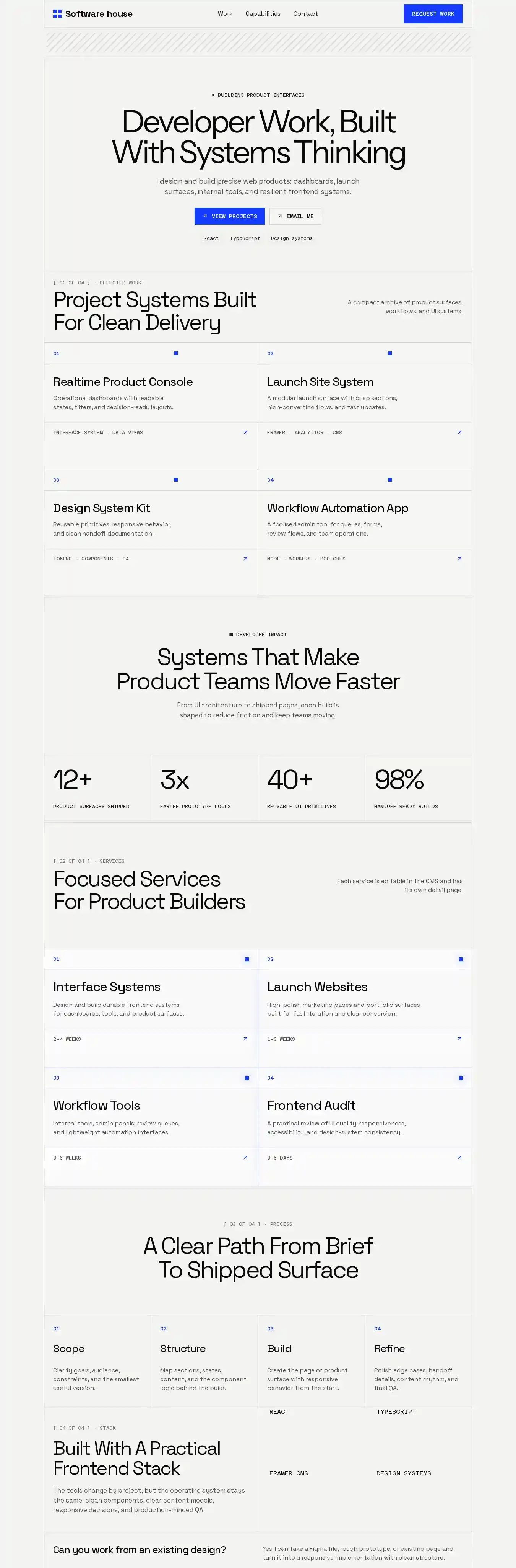 Software House home page on desktop