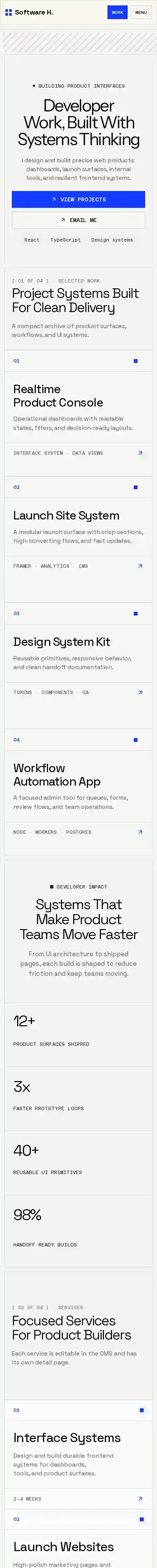Software House home page on mobile