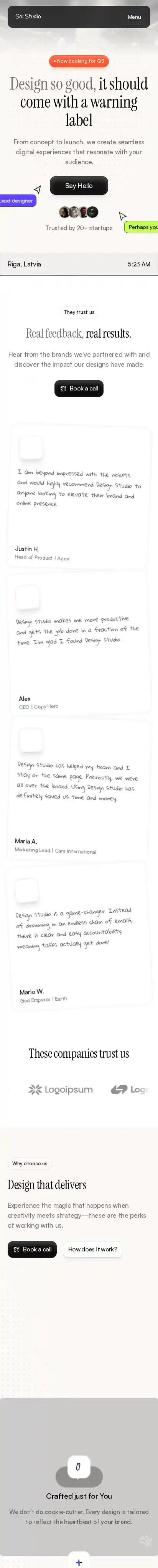 Sol home page on mobile