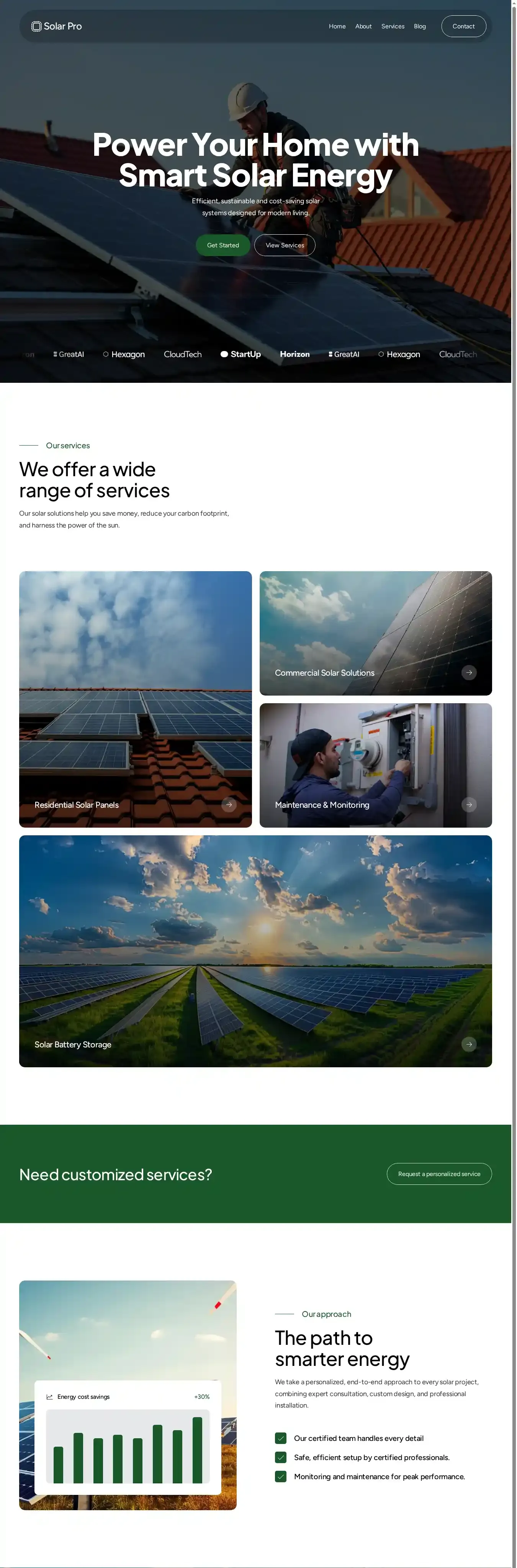 Solar Pro home page on desktop