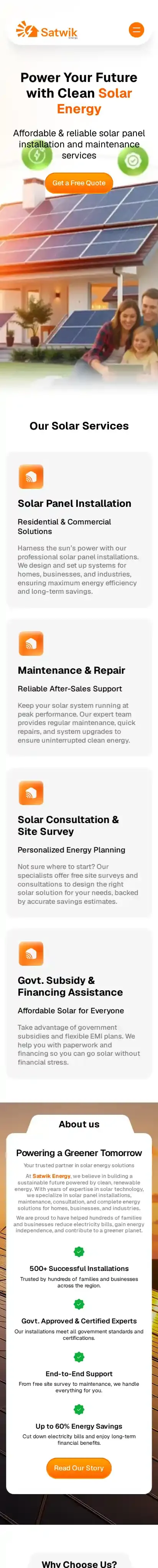 Solara-Solar Energy home page on mobile