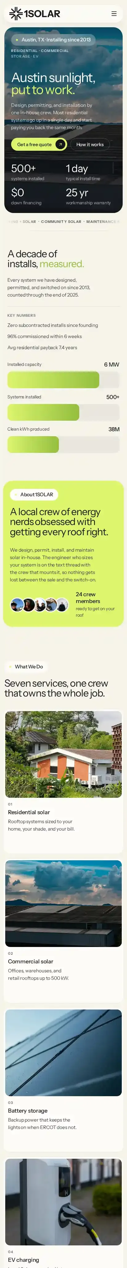 Solarix home page on mobile