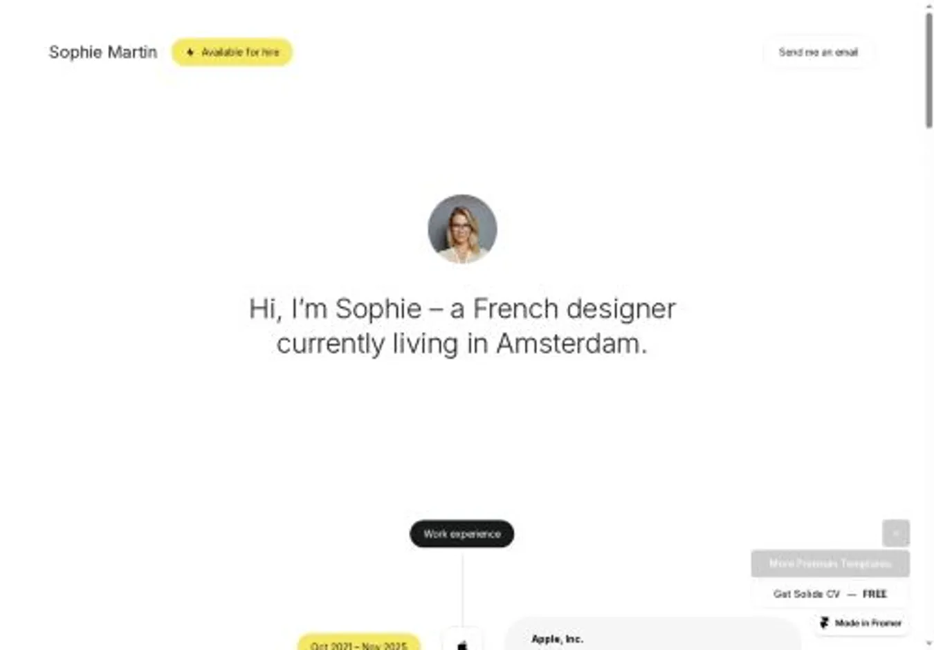 Solide CV home page on desktop