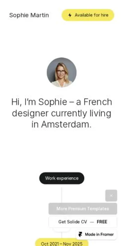 Solide CV home page on mobile