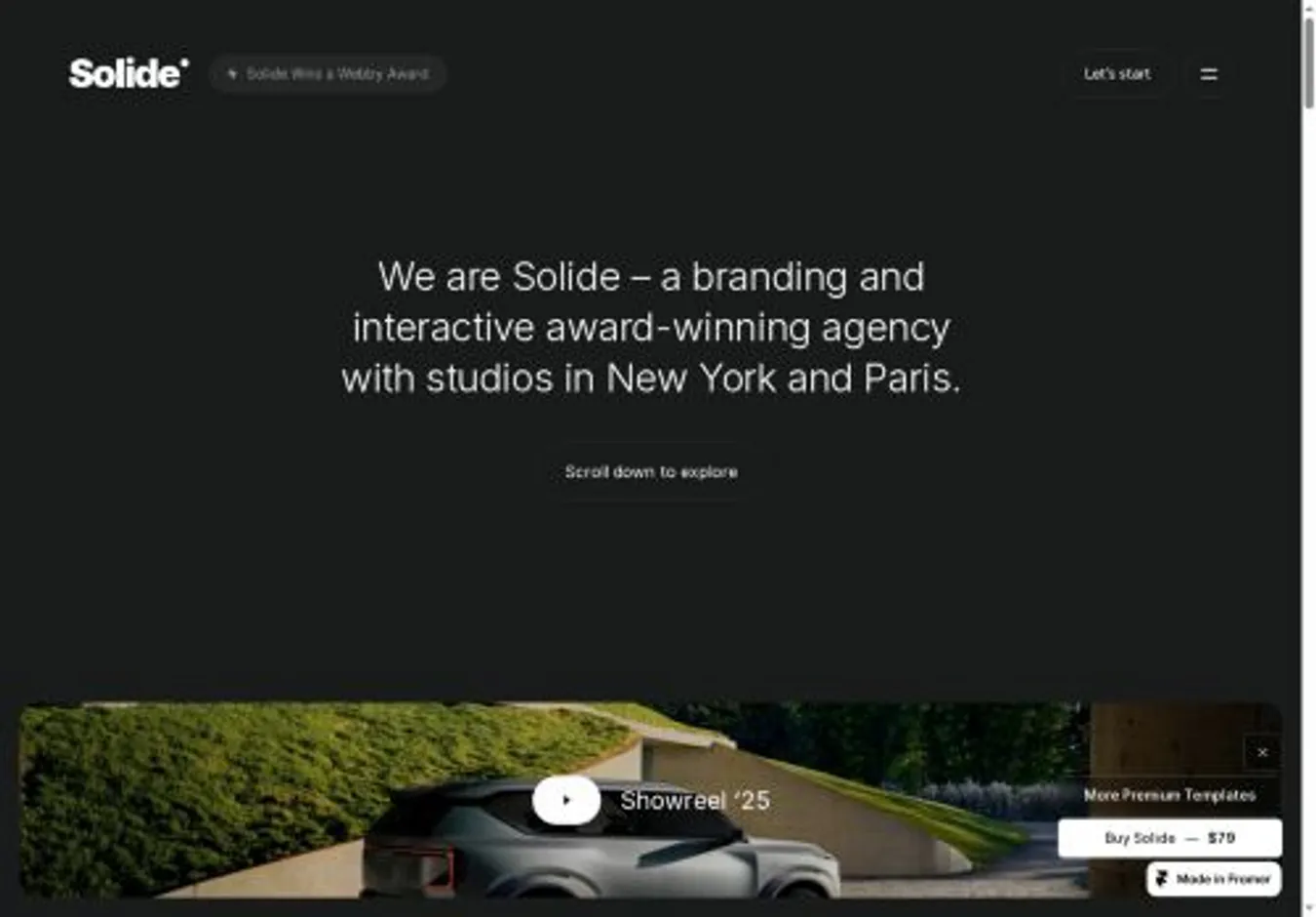 Solide home page on desktop