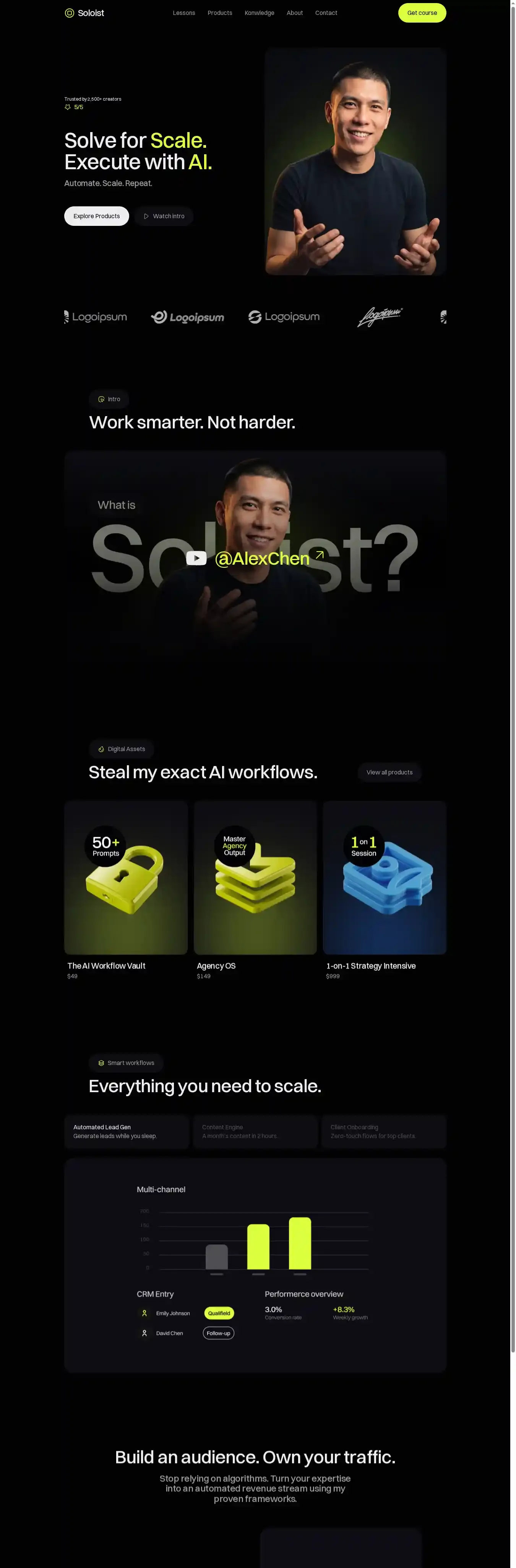 Soloist home page on desktop