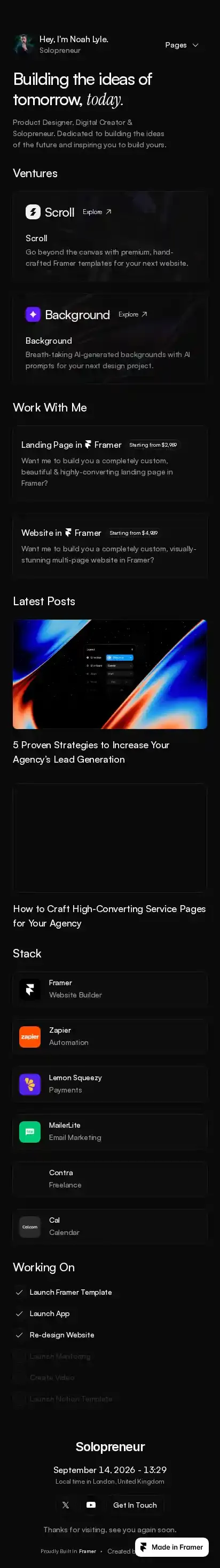 Solopreneur home page on mobile