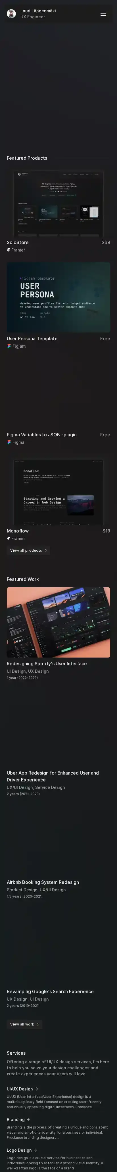 SoloStore home page on mobile