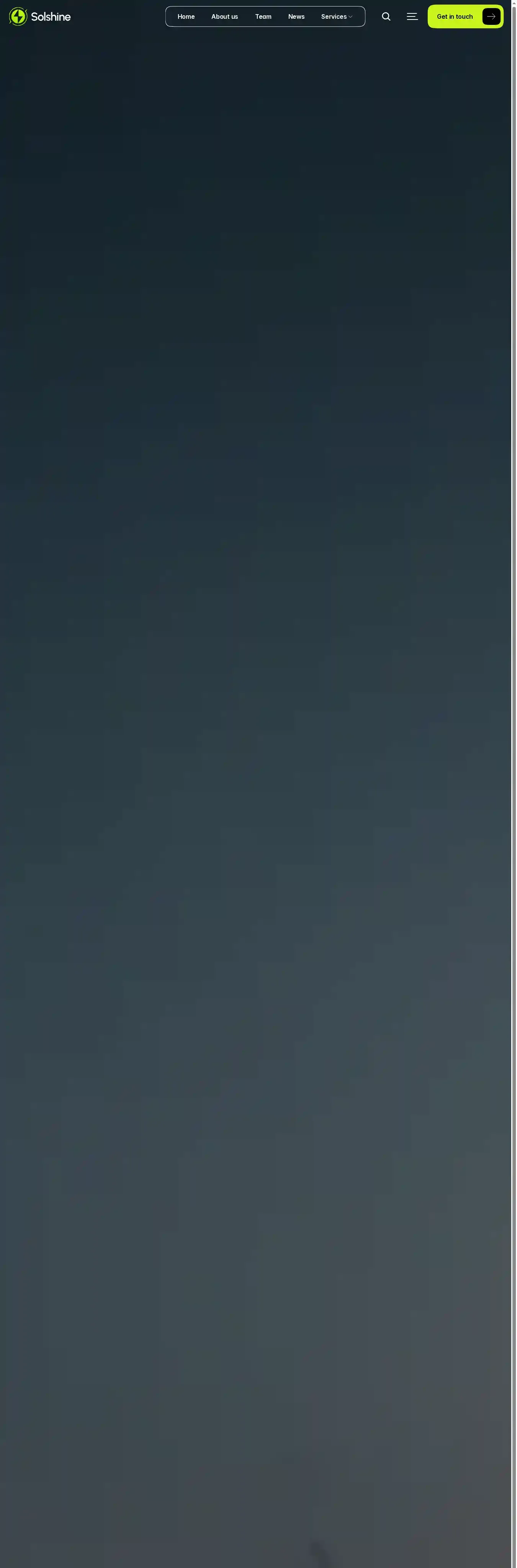 Solshine home page on desktop