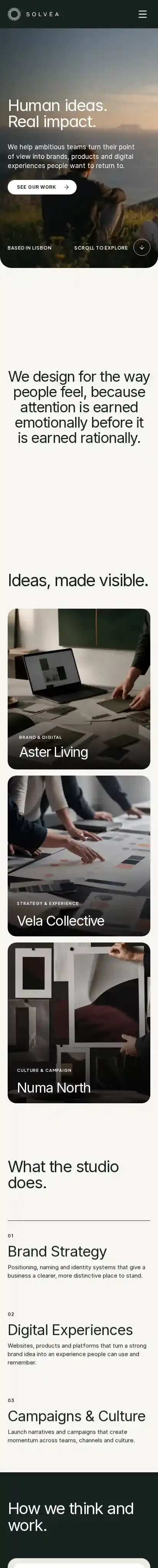 Solvéa Studio home page on mobile
