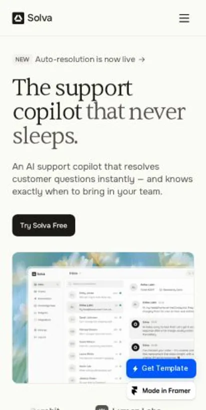 Solva home page on mobile