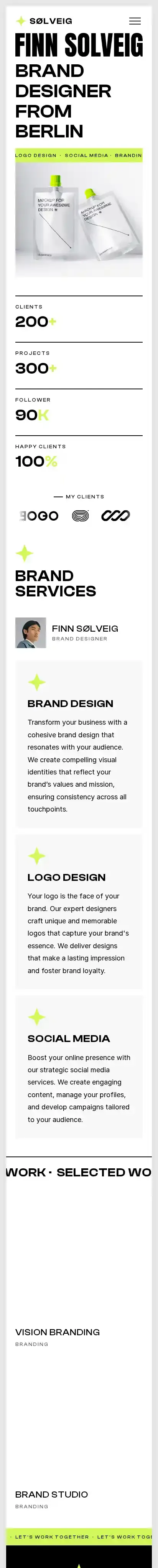 Solveig home page on mobile