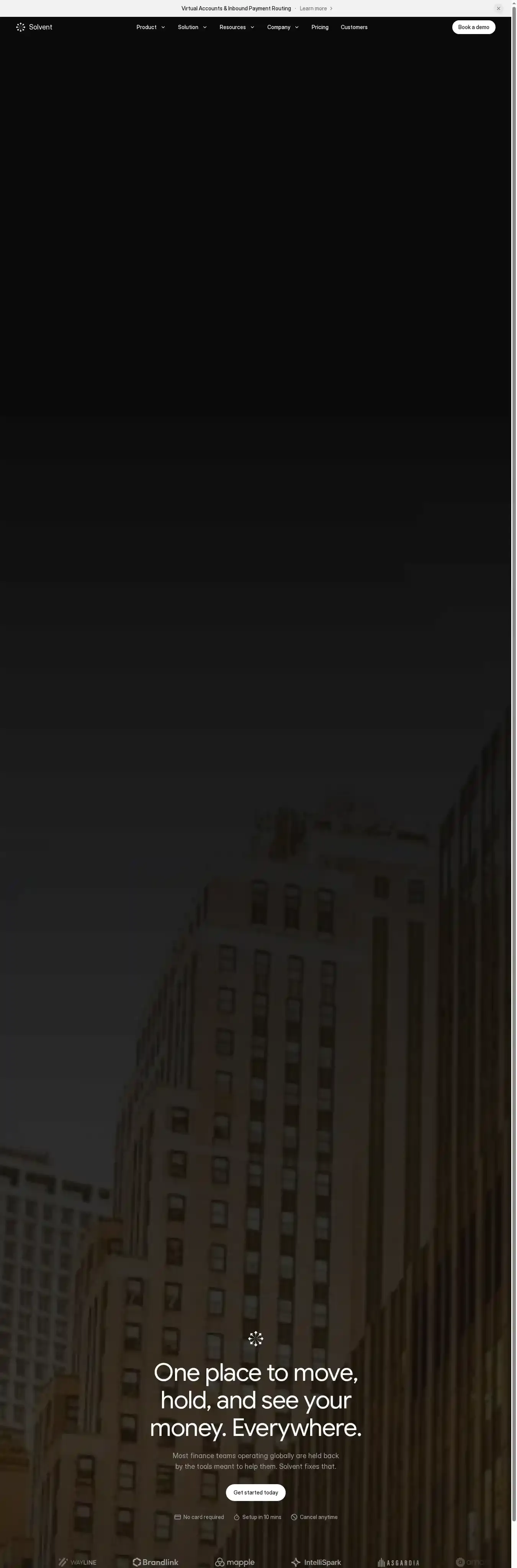 Solvent home page on desktop