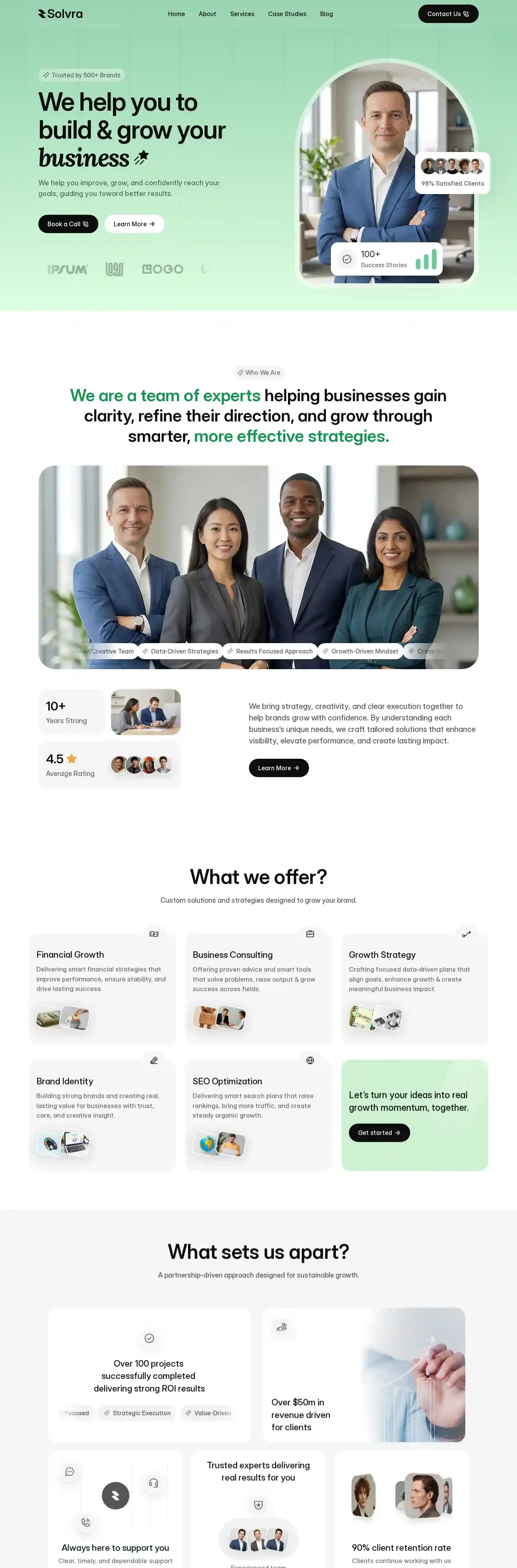Solvra home page on desktop