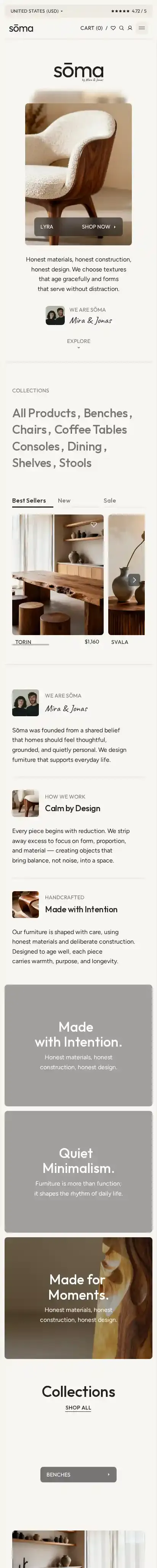 Sooma home page on mobile
