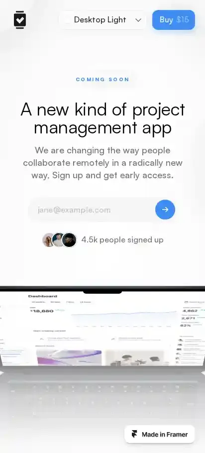 Sooon home page on mobile