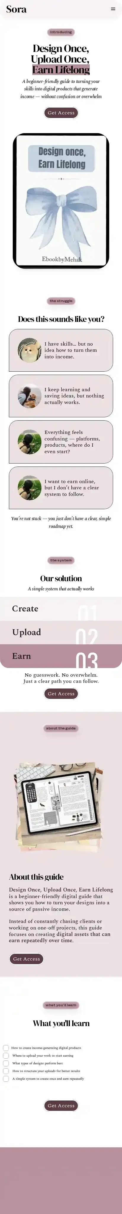 sora home page on mobile