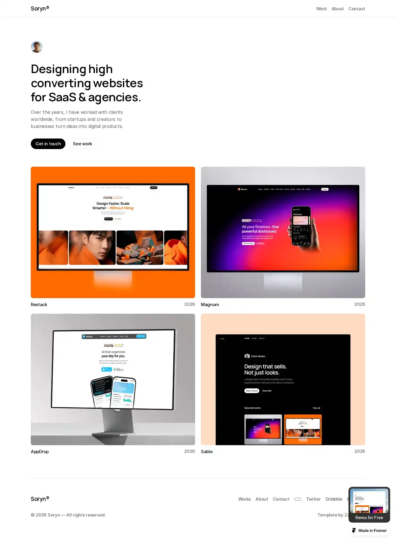 Soryn® home page on desktop